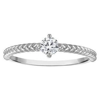Lab Luxury Sterling Silver 1/4 Carat T.W. Lab-Grown Diamond Ring