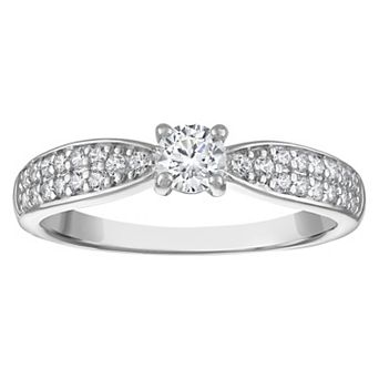 Lab Luxury Sterling Silver 1/2 Carat T.W. Lab-Grown Diamond Ring