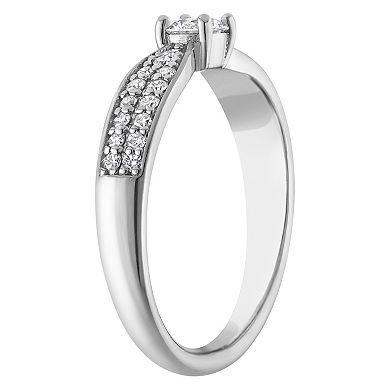 Lab Luxury Sterling Silver 1/2 Carat T.W. Lab-Grown Diamond Ring