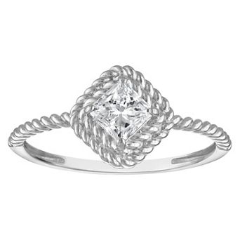 Lab Luxury Sterling Silver 1/2 Carat T.W. Lab-Grown Diamond Princess-Cut Ring
