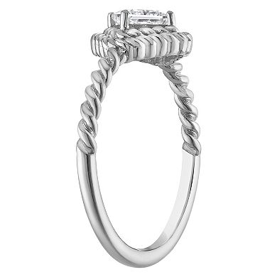 Lab Luxury Sterling Silver 1/2 Carat T.W. Lab-Grown Diamond Princess-Cut Ring