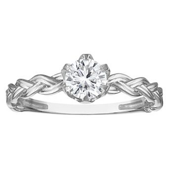 Lab Luxury Rhodium Over Silver 1/2 Carat T.W. Lab Grown Diamond Ring