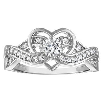 Lab Luxury Sterling Silver 1/2 Carat T.W. Lab-Grown Diamond Heart Ring