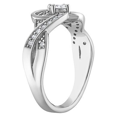 Lab Luxury Sterling Silver 1/2 Carat T.W. Lab-Grown Diamond Heart Ring