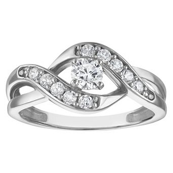 Lab Luxury Sterling Silver 1/2 Carat T.W. Lab Grown Diamond Ring
