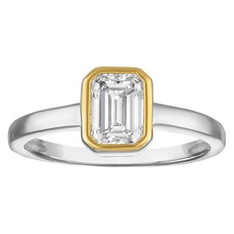 Lab Luxury Two Tone Sterling Silver 1 Carat T.W. Lab-Grown Diamond Ring