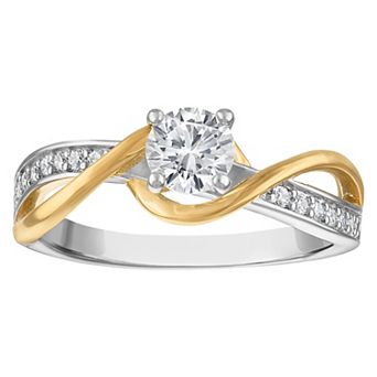 Lab Luxury Two Tone Sterling Silver 5/8 Carat T.W. Lab-Grown Diamond Ring