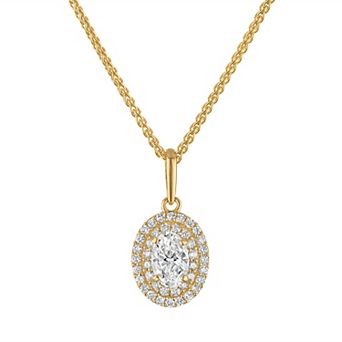Lab Luxury 10k Gold 5/8 Carat T.W. Lab Grown Diamond Oval Pendant Necklace