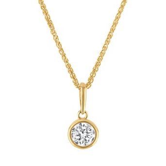 Lab Luxury 10k Gold 1/2 Carat T.W. Lab-Grown Diamond Round Bezel Pendant Necklace
