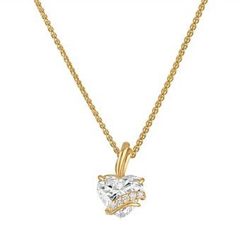 Lab Luxury 10k Gold 1 Carat T.W. Lab Grown Diamond Heart Pendant Necklace