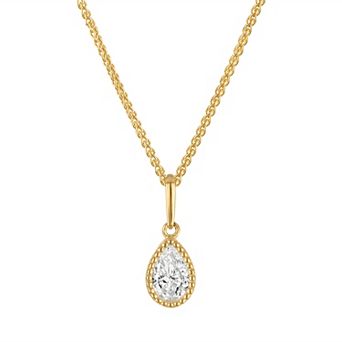 Lab Luxury 10k Gold 1/2 Carat T.W. Lab Grown Diamond Teardrop Pendant Necklace