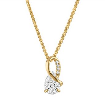 Lab Luxury 10k Gold 3/4 Carat T.W. Lab Grown Diamond Pendant Necklace