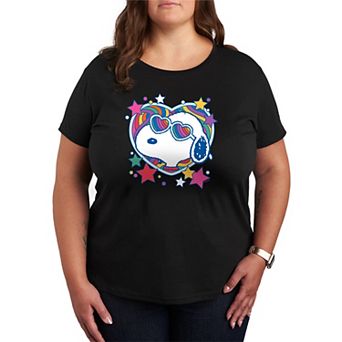 Plus Size Peanuts Snoopy Groovy Heart Pride Graphic Tee
