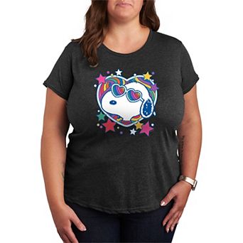 Plus Size Peanuts Snoopy Groovy Heart Pride Graphic Tee