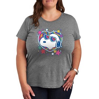 Plus Size Peanuts Snoopy Groovy Heart Pride Graphic Tee