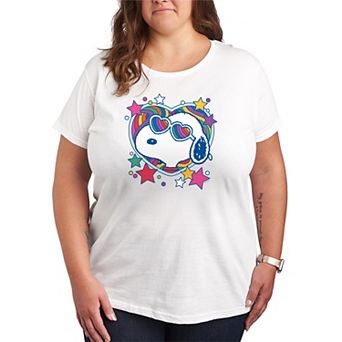 Plus Size Peanuts Snoopy Groovy Heart Pride Graphic Tee