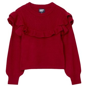 Girls 2-16 Lands' End Long Sleeve Ruffle Crewneck Sweatshirt