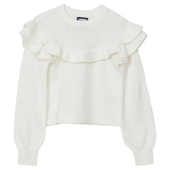 Girls 2-16 Lands' End Long Sleeve Ruffle Crewneck Sweatshirt