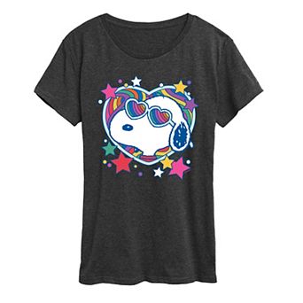 Women's Peanuts Snoopy Groovy Heart Pride Graphic Tee
