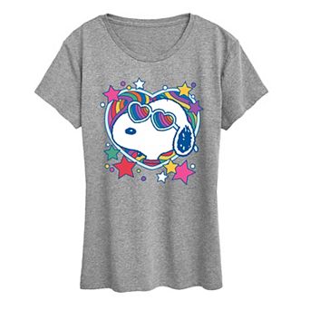 Women's Peanuts Snoopy Groovy Heart Pride Graphic Tee