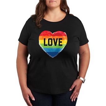 Plus Size Love Rainbow Heart Pride Graphic Tee