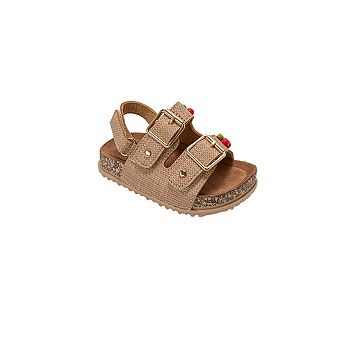 bebe Toddler Girls Buckle Strap Sandals with Back Strap and Charm Detail