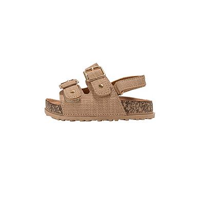 bebe Toddler Girls Buckle Strap Sandals with Back Strap and Charm Detail