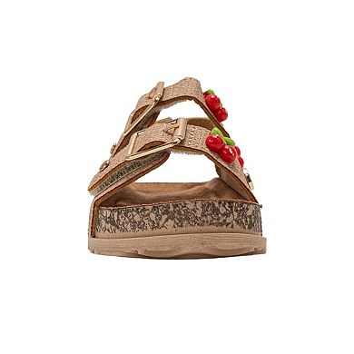 bebe Toddler Girls Buckle Strap Sandals with Back Strap and Charm Detail