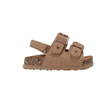 bebe Toddler Girls Buckle Strap Sandals with Back Strap and Charm Detail