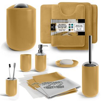 Clara Clark 23 pc Complete Bathroom Accessories Kit with Shower Curtain Set and Bath Rug Set