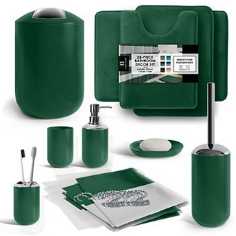 Clara Clark 23 pc Complete Bathroom Accessories Kit with Shower Curtain Set and Bath Rug Set