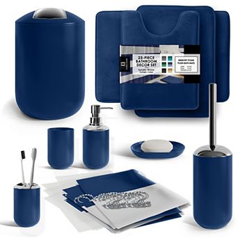 Clara Clark 23 pc Complete Bathroom Accessories Kit with Shower Curtain Set and Bath Rug Set