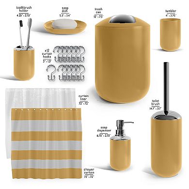 Clara Clark 20 Piece Complete Bathroom Accessories Kit with Shower Curtain Set