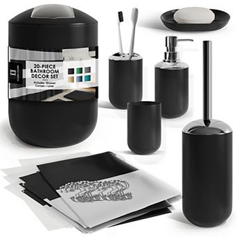 Clara Clark 20 pc Complete Bathroom Accessories Kit with Shower Curtain Set