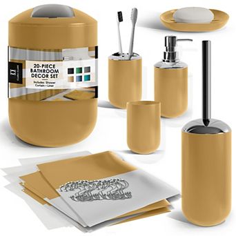 Clara Clark 20 pc Complete Bathroom Accessories Kit with Shower Curtain Set