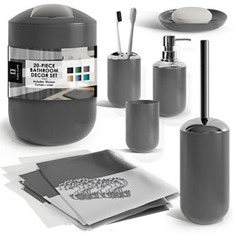 Clara Clark 20 pc Complete Bathroom Accessories Kit with Shower Curtain Set