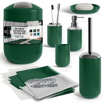 Clara Clark 20 pc Complete Bathroom Accessories Kit with Shower Curtain Set