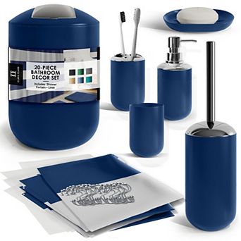 Clara Clark 20 pc Complete Bathroom Accessories Kit with Shower Curtain Set