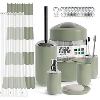 Clara Clark 20 pc Complete Bathroom Accessories Kit with Shower Curtain Set