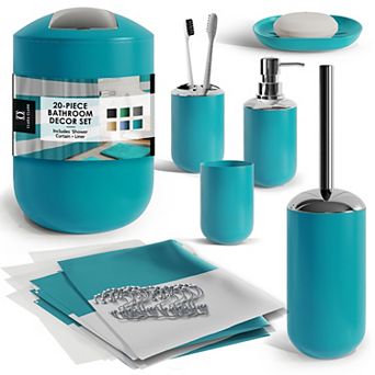 Clara Clark 20 pc Complete Bathroom Accessories Kit with Shower Curtain Set
