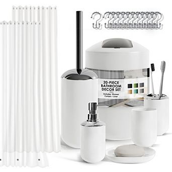 Clara Clark 20 pc Complete Bathroom Accessories Kit with Shower Curtain Set