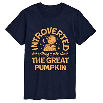 Big & Tall Peanuts Introverted The Great Pumpkin Quote Graphic Tee