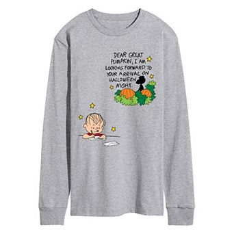 Men's Peanuts The Great Pumpkin Letter Long Sleeve Graphic Tee