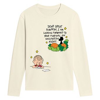 Men's Peanuts The Great Pumpkin Letter Long Sleeve Graphic Tee