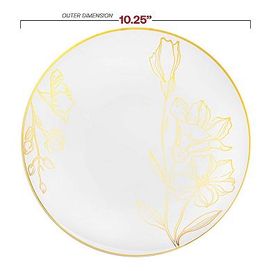 Floral Rim Round Disposable Plastic Dinnerware Set - 40 Sets
