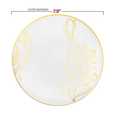 Floral Rim Round Disposable Plastic Dinnerware Set - 40 Sets