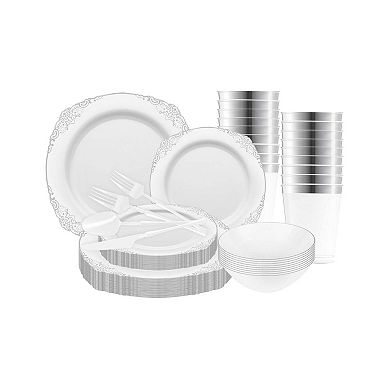 Luxury 60-Guest Gala Dinnerware Set - Plastic Tableware for Full Meal Service