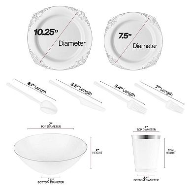 Luxury 60-Guest Gala Dinnerware Set - Plastic Tableware for Full Meal Service