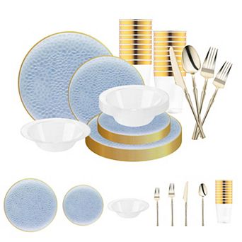 Luxury 60-Guest Gala Dinnerware Set - Plastic Tableware for Full Meal Service
