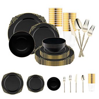 Luxury 60-Guest Gala Dinnerware Set - Plastic Tableware for Full Meal Service